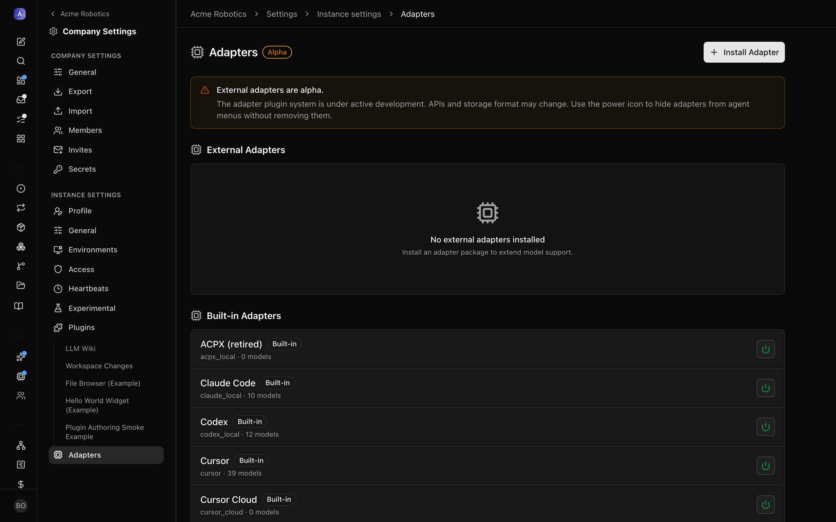 Adapter Manager list