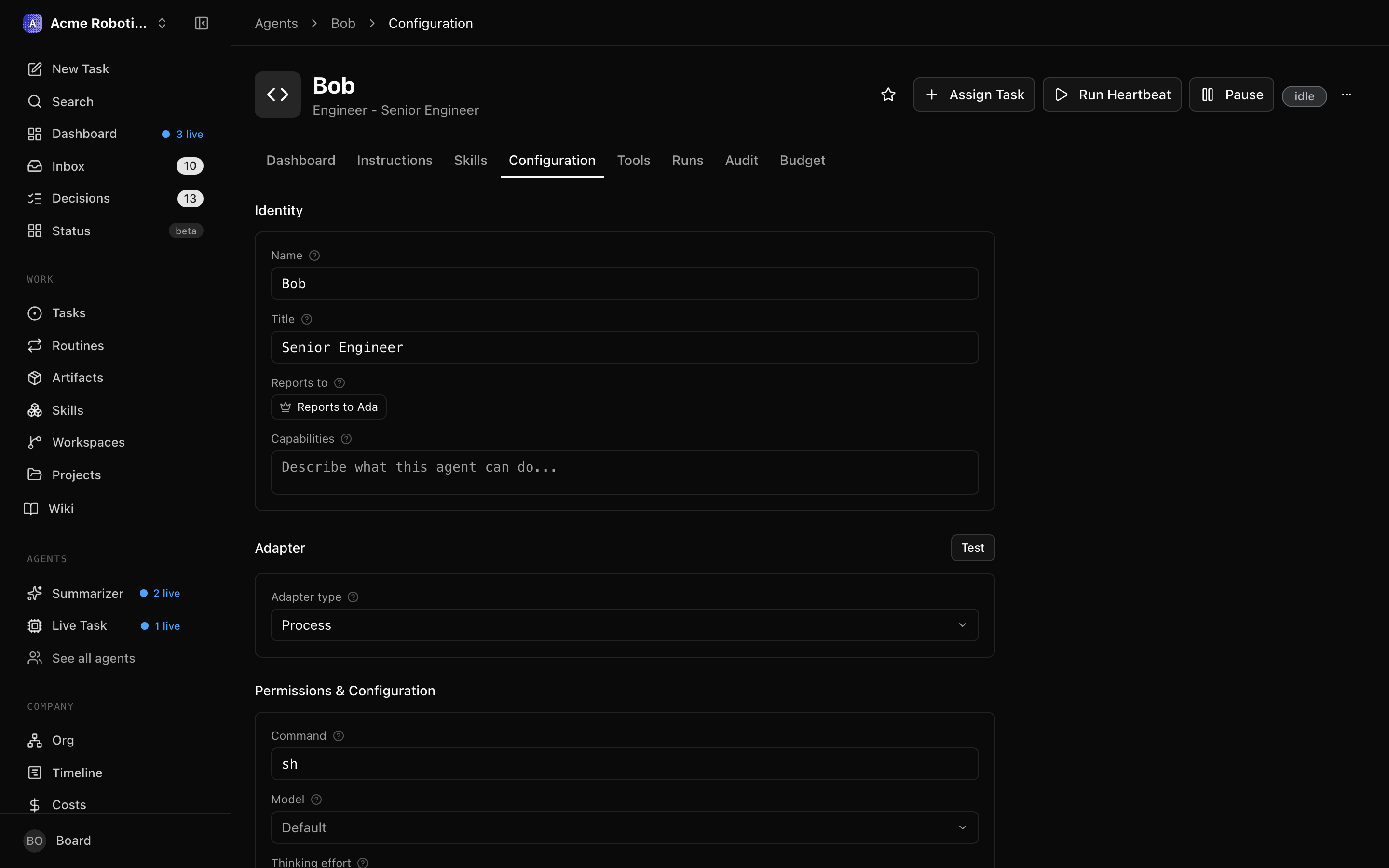 Configuration tab