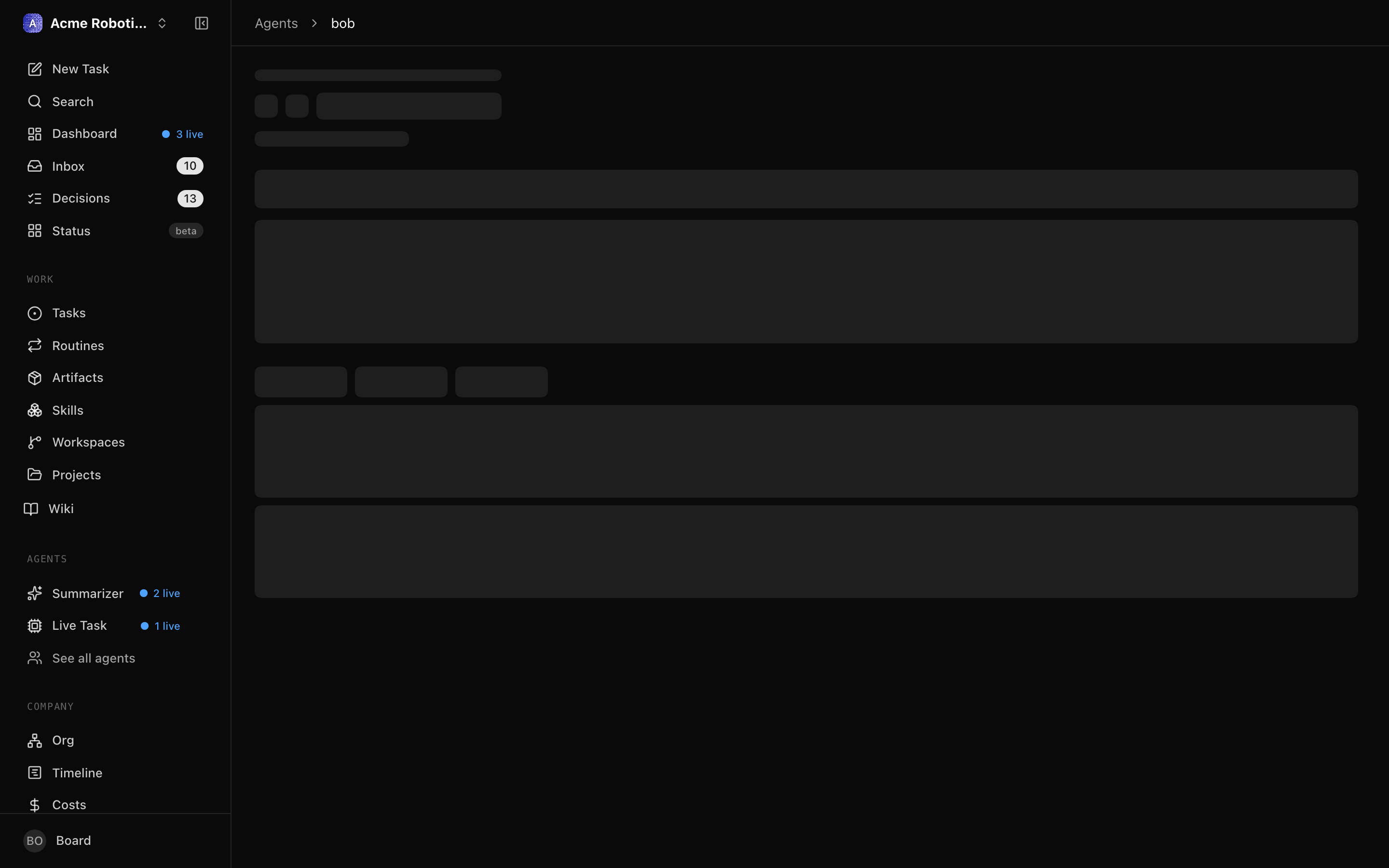 Dashboard tab