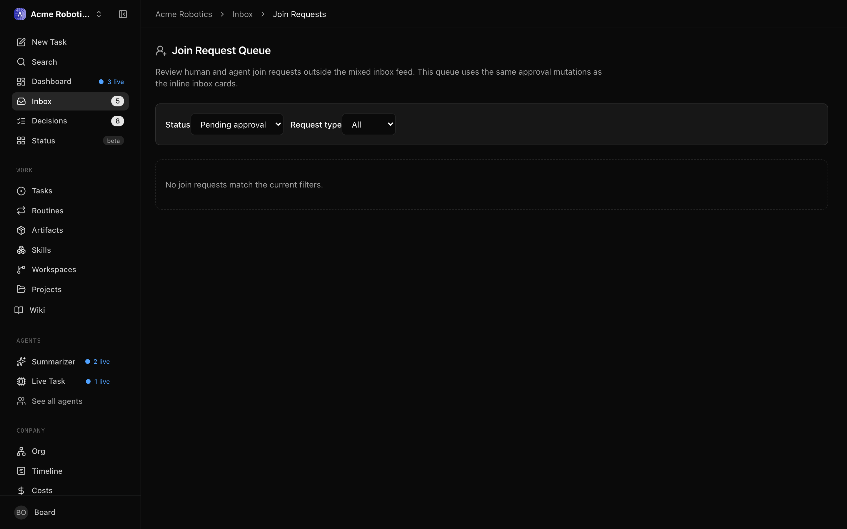 Join request queue