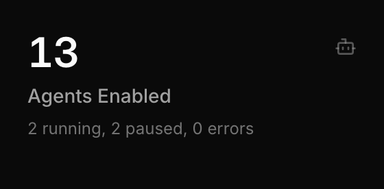 Agent Status panel showing counts by state: active, running, error, and paused