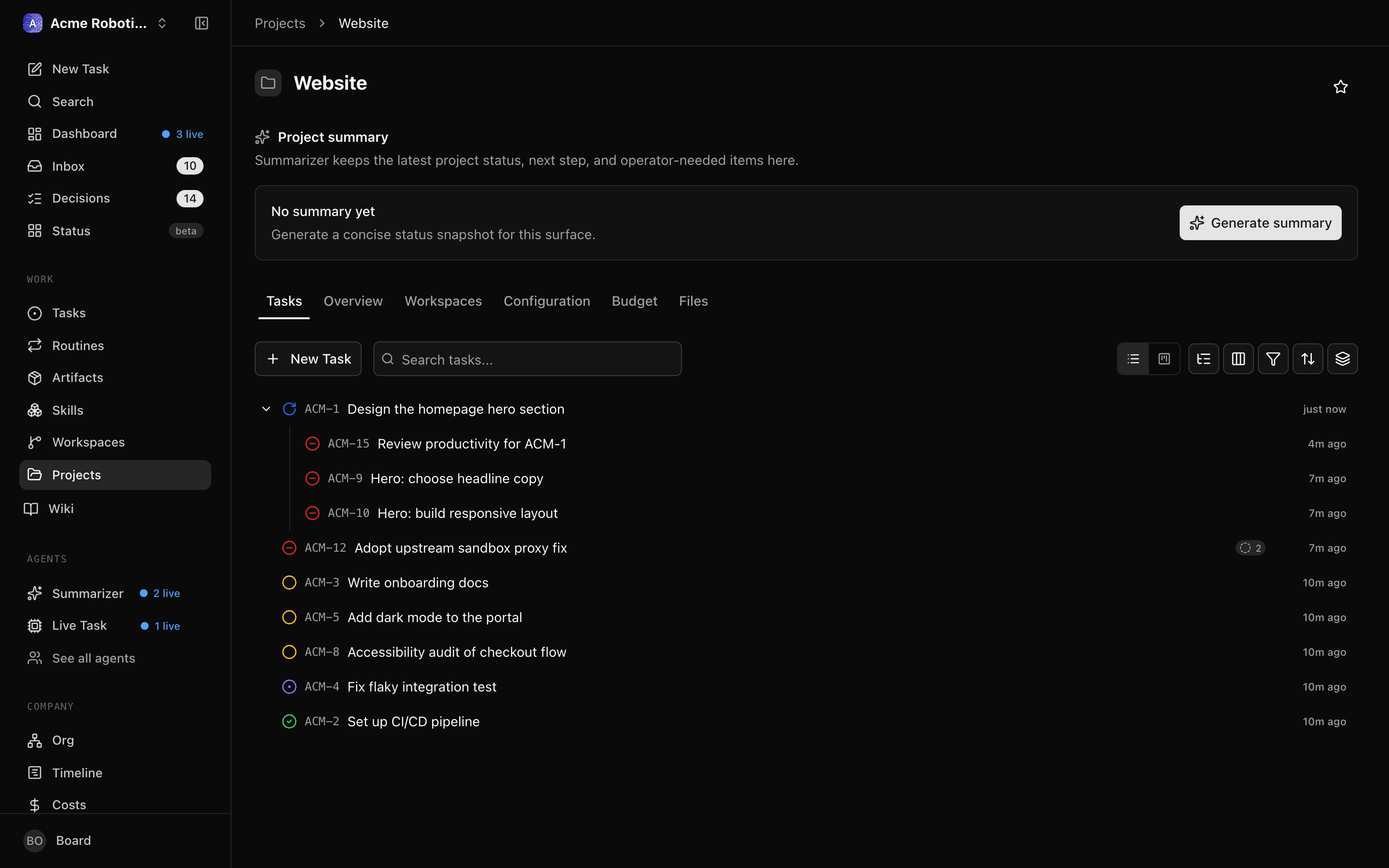 Issues tab