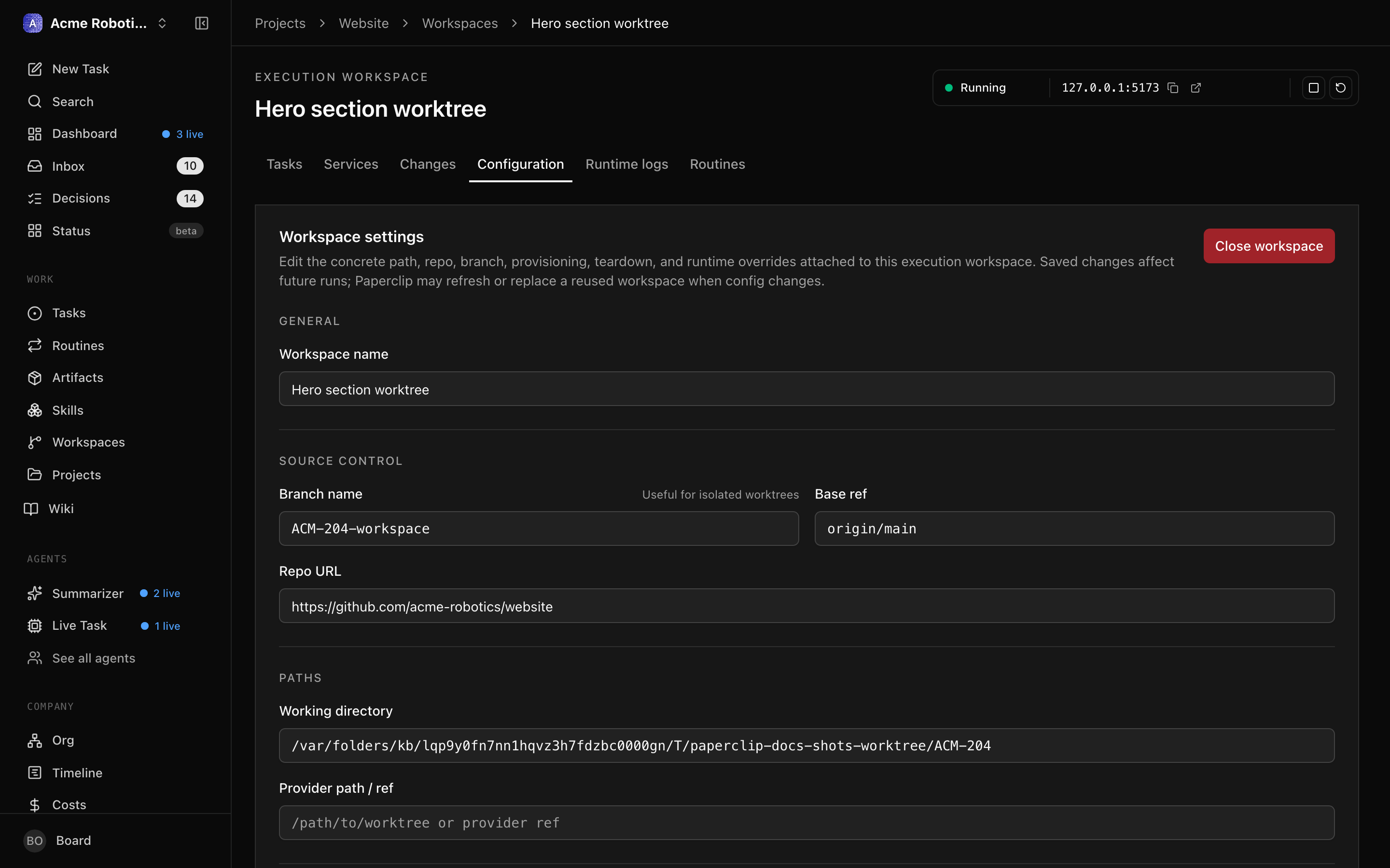 Configuration tab